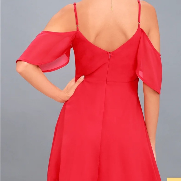 Cosmopolitan Red Off-the-Shoulder Skater Dress - Picture 4 of 11
